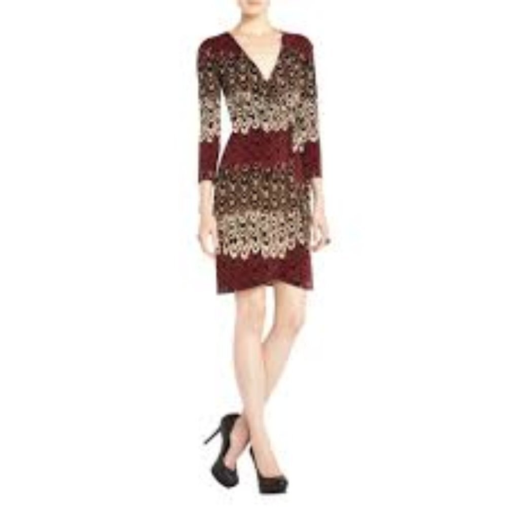 Bcbg Maxazria Adele Feather Printed Wrap Dress Xs - image 2